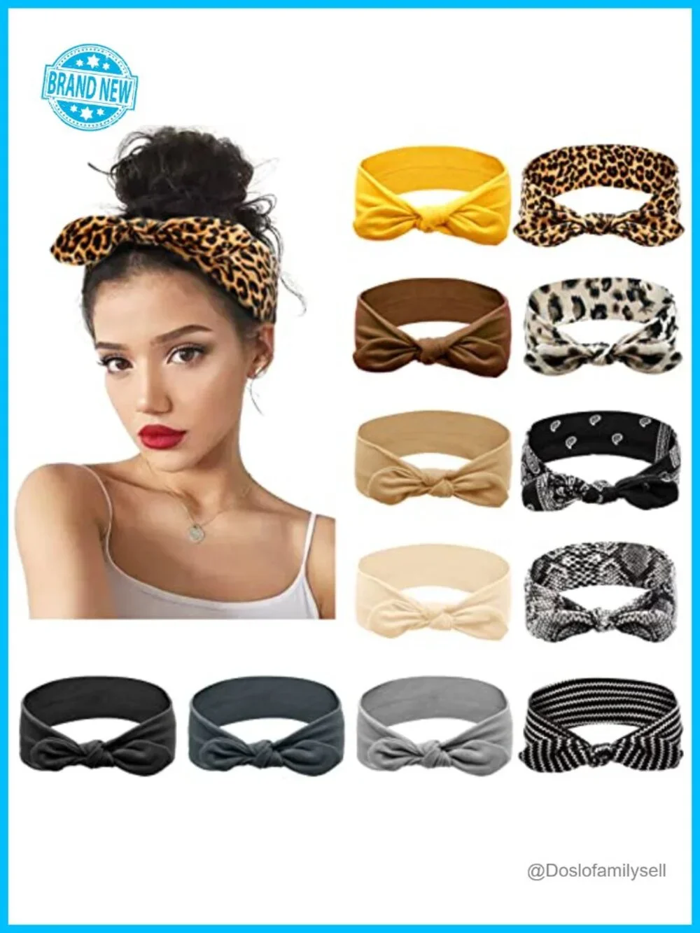 12 Pack Bow Headbands for Women Elastic Hair Wraps Knotted Turban Sport Cute